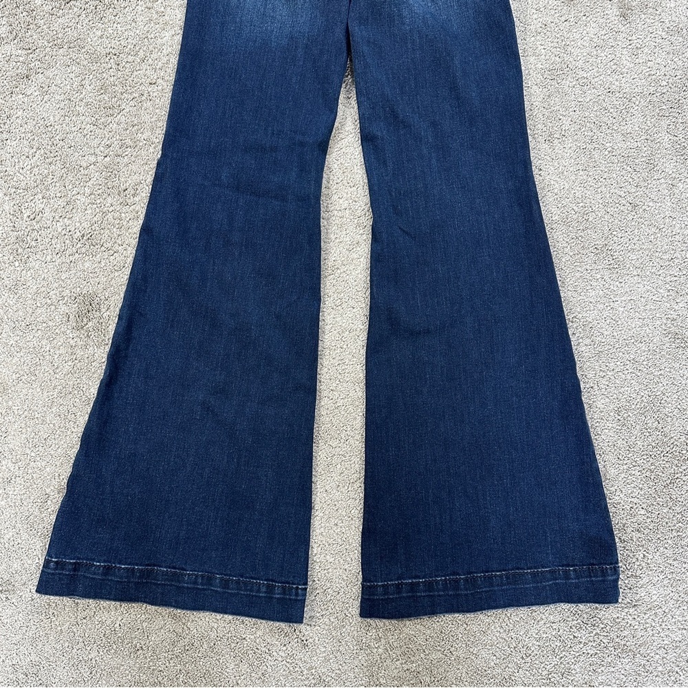 Shyanne Women’s Chandelier Pockets Flare Bootcut Jeans High Rise in Dark Wash 26 - Picture 8 of 16
